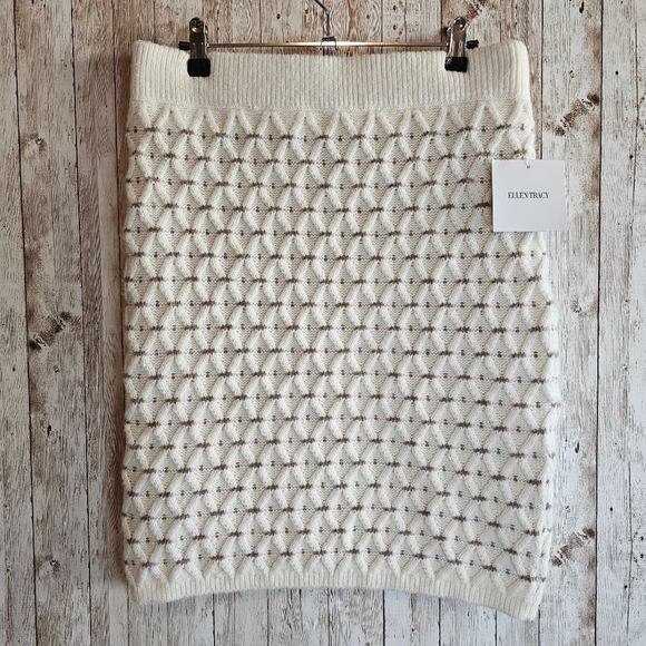 Women's Ellen Tracy Winter Skirt, Size M, Ivory/Brown - Picture 1 of 8